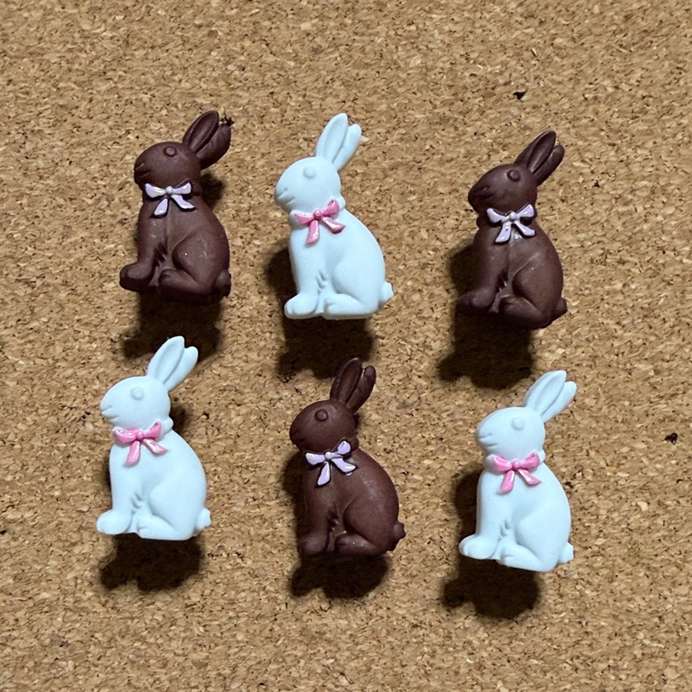 Pastel Blue and Chocolate Bunny Pushpins
